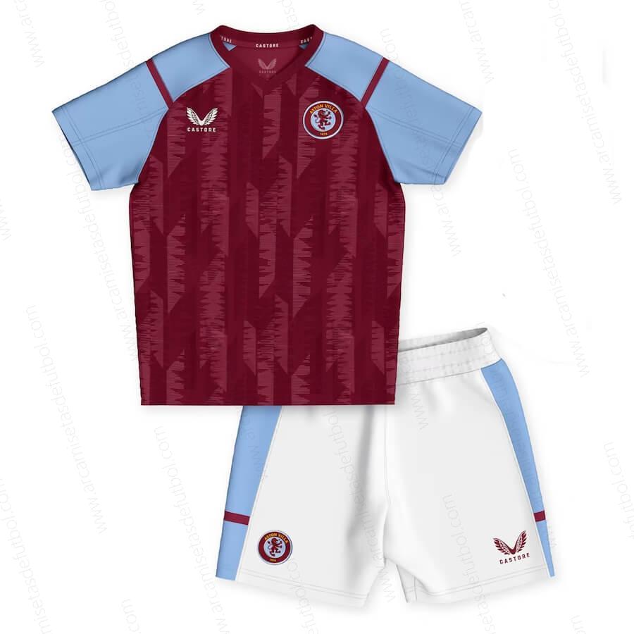 Camiseta Aston Villa Primera Niños Kit de Fútbol 23/24 – Versión Replica